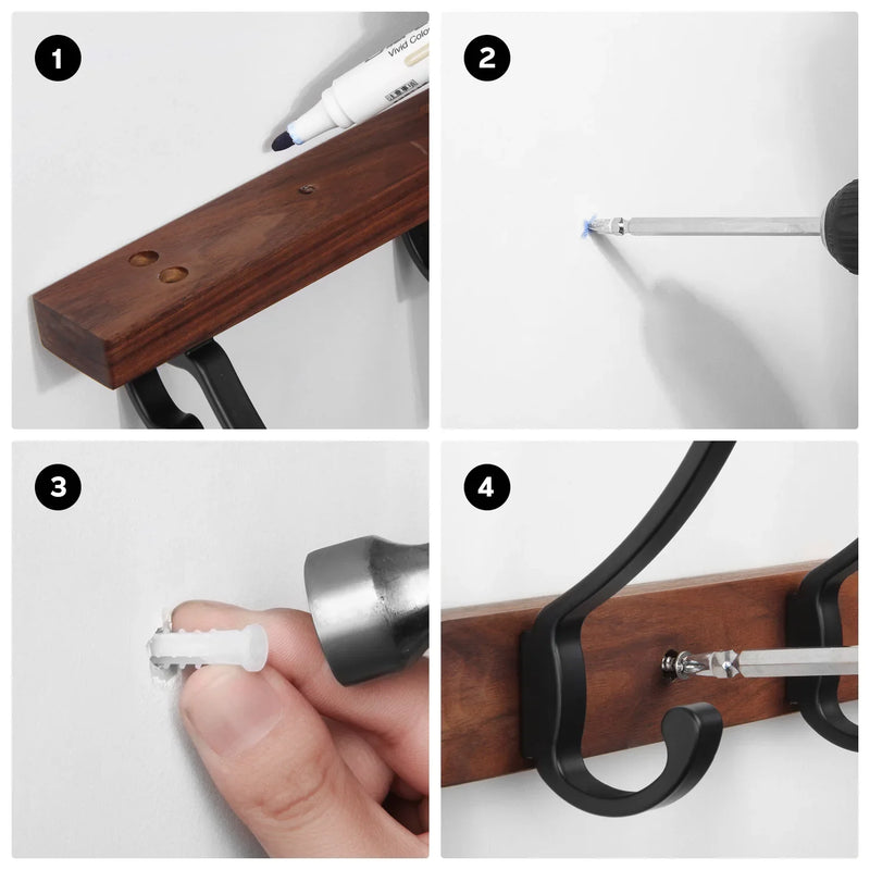 SARIHOSY Luksusowa Czarna Drewniana Wieszak naścienny