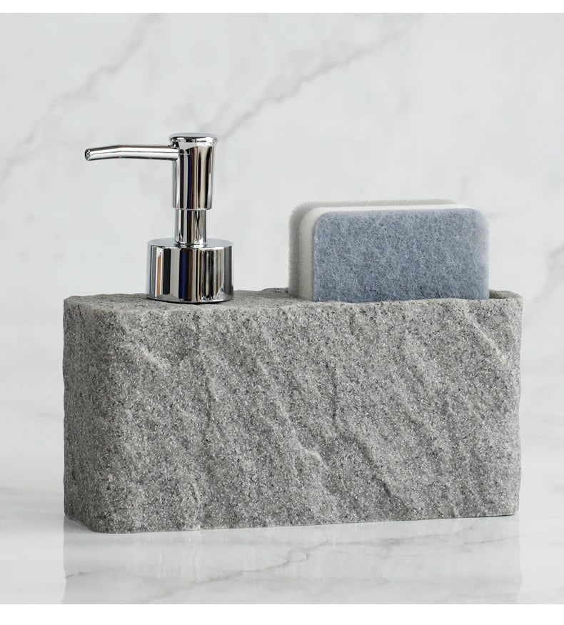 StoneTouch Dozownik do mydła z uchwytem na gąbkę