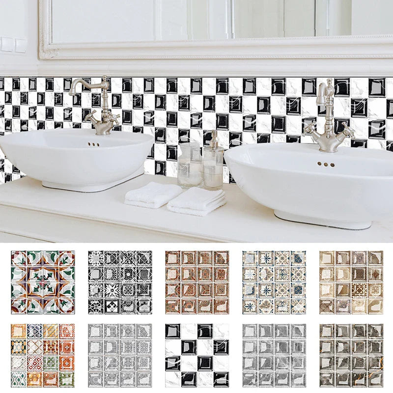 DecoMosaic 10-częściowy Zestaw 3D Mozaikowych Naklejek na Płytki