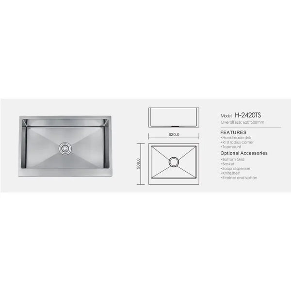 Ręcznie wykonany zlewozmywak ze stali nierdzewnej – Kwadratowy | Nowoczesny design