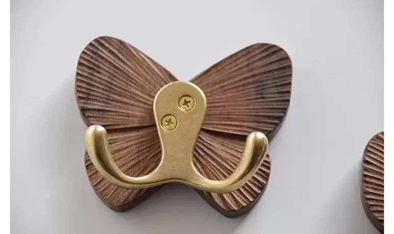 RetroButterfly Czarno-Orzechowy Wieszak Ścienny