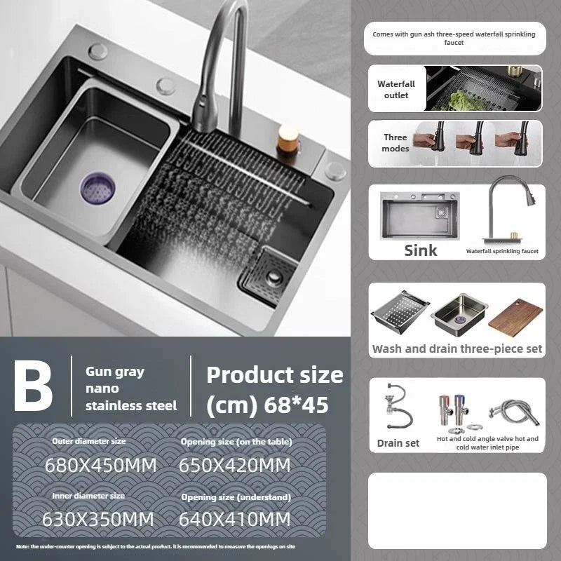 Akcesoria kuchenne Zlewozmywak Duży Wzmacniany Zlewozmywak Jednokomorowy Zlewozmywak do Warzyw