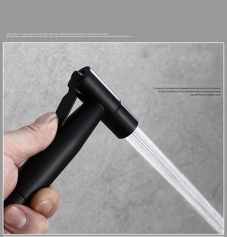 AquaJet Czarny Mosiądz Zawór Ścienny z Boczną Wylewką