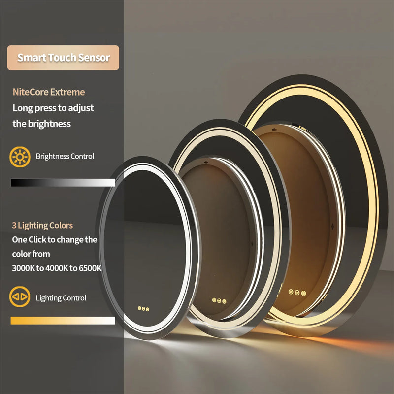 Luksusowy Owalny Lustro LED do Łazienki | 60 x 80 cm | Sterowanie Dotykowe & Anti-Condens