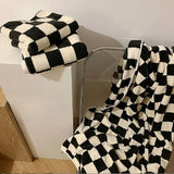 Zestaw Ręczników w Czarno-Białą Kratę | 100% poliester