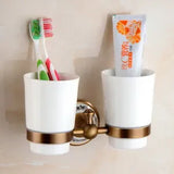 RoyalRetro Antique Messing Zestaw Akcesoriów Łazienkowych z Porcelaną