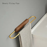 Wieszak na ręczniki | Aluminium kosmiczne & Drewno lite | <50 cm | Wolnostojący