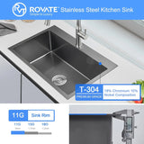 Czarna Zlewozmywak Kuchenny – Jednokomorowy | Montaż Nakładany | Stal Nierdzewna 304 | Głębokość 9 Cali