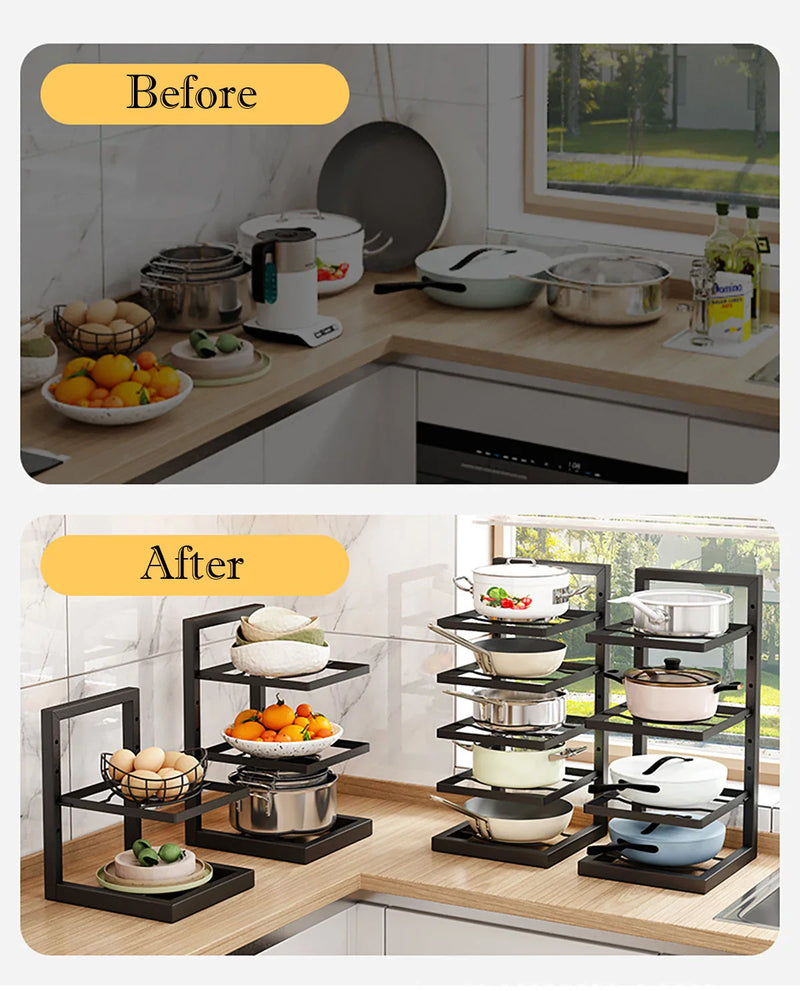 FlexiRack Pro – Regulowany Organizer do Garnków ze Stali Nierdzewnej