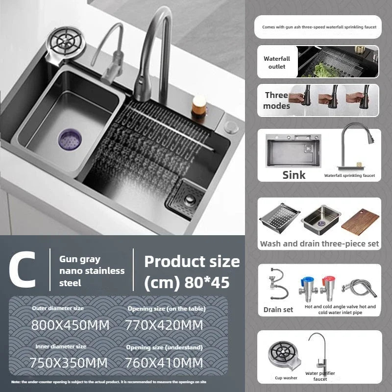 Akcesoria kuchenne Zlewozmywak Duży Wzmacniany Zlewozmywak Jednokomorowy Zlewozmywak do Warzyw