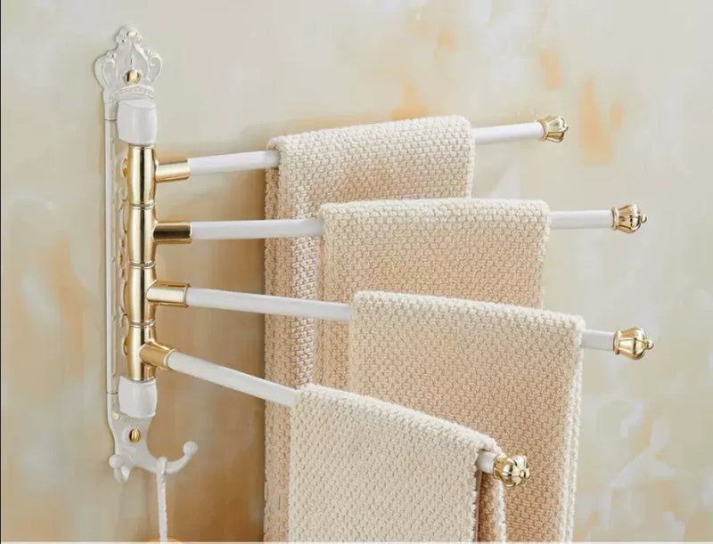 Wieszak na ręczniki | Szczotkowane Złoto | Aluminium | <50 cm | Antycznie Grawerowane