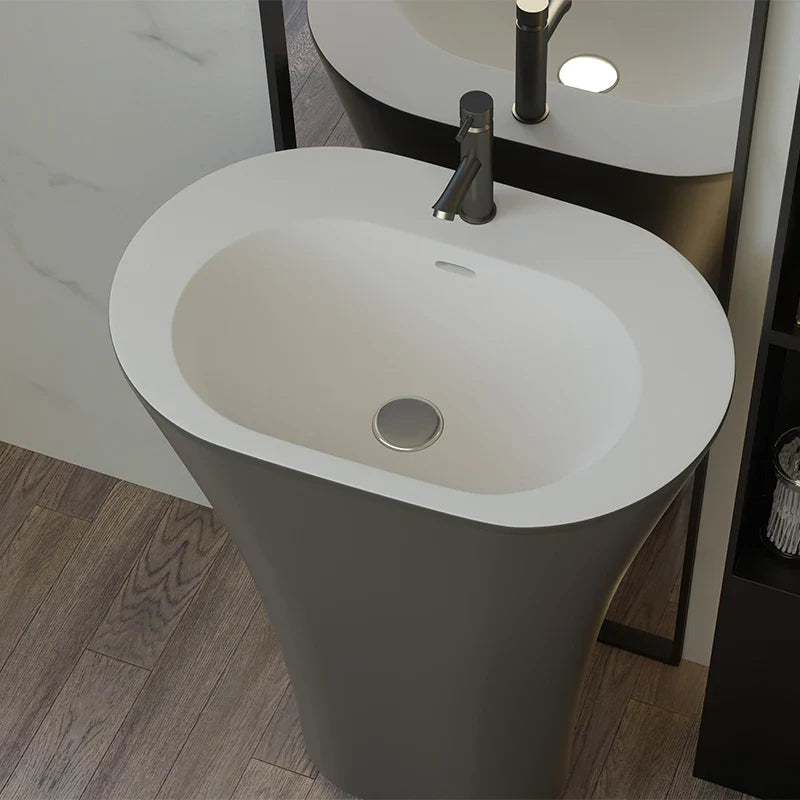 Wolnostojąca Umywalka z Solid Surface – Nowoczesny Design | Matowa lub Błyszcząca | 495x300x850mm