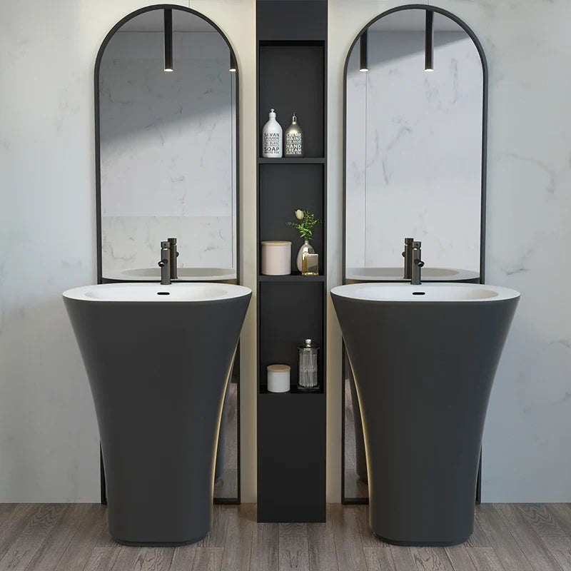 Wolnostojąca Umywalka z Solid Surface – Nowoczesny Design | Matowa lub Błyszcząca | 495x300x850mm