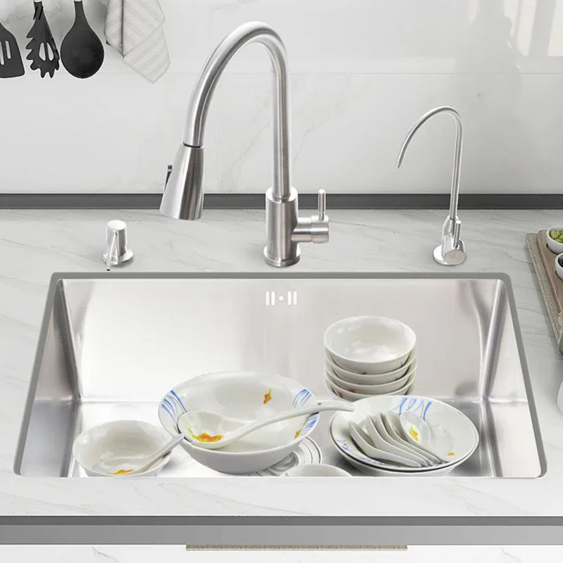 RVS Zlewozmywak Kuchenny – Podblatowy | Prostokątny | 750×430×220 mm | Pojedyncza Komora | Wykończenie Szczotkowane