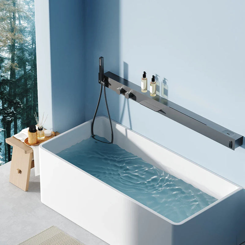 Elegancki Ścienny System Prysznicowy z Termostatycznym Zaworem i Półką – Komfort i Design w Jednym