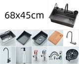 Nowoczesna Jednokomorowa Zlewozmywak Ze Stali Nierdzewnej Z Baterią Wodospadową