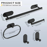 Samoprzylepny zestaw akcesoriów łazienkowych ze stali nierdzewnej – Bez wiercenia | Wykończenie szczotkowe | Metalowy montaż