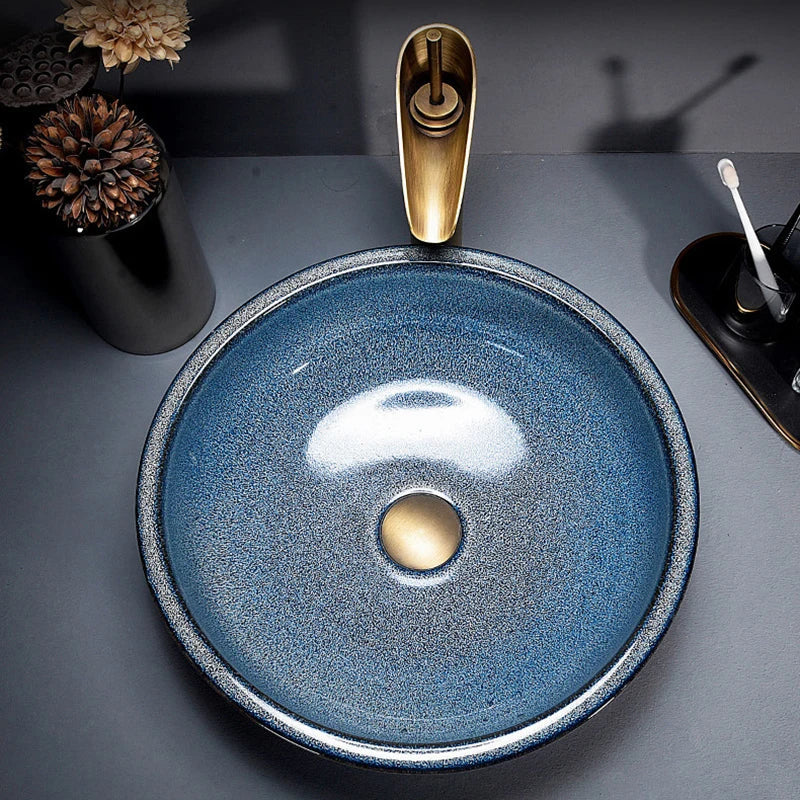 Okrągły Ceramiczny Owalny Zlew z Baterią