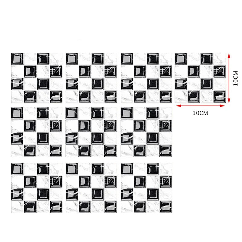 DecoMosaic 10-częściowy Zestaw 3D Mozaikowych Naklejek na Płytki