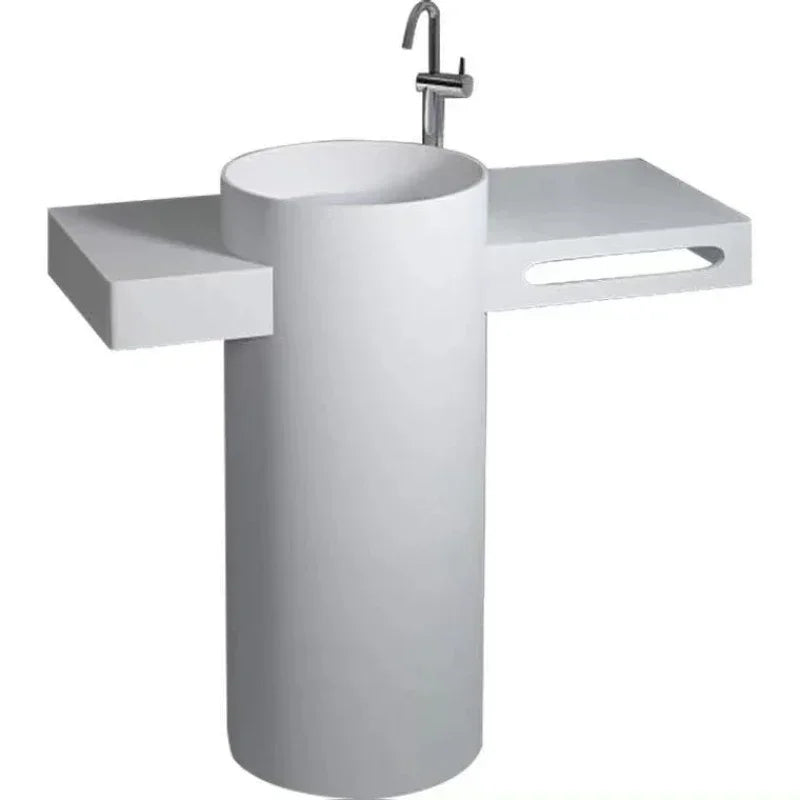 Popularna Wolnostojąca Umywalka – Sztuczny Kamień | Zintegrowana | Kwadratowy Design