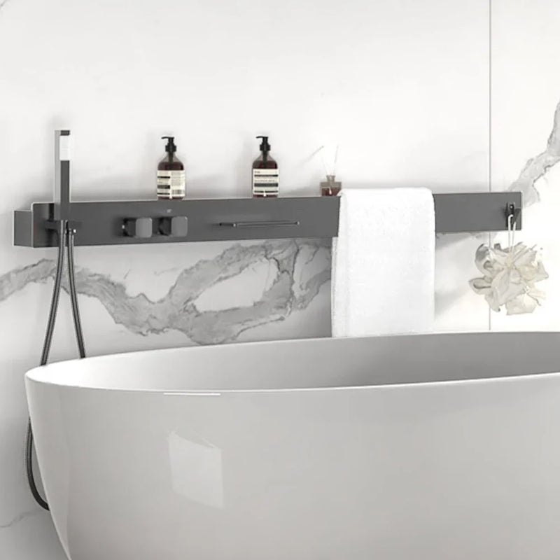 Elegancki Ścienny System Prysznicowy z Termostatycznym Zaworem i Półką – Komfort i Design w Jednym