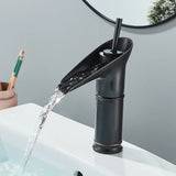 Bateria Umywalkowa Kaskadowa Mosiądz Antyczny Czarny – Jednouchwytowy Mieszacz | Efekt Wodospadu | Montaż Jednootworowy