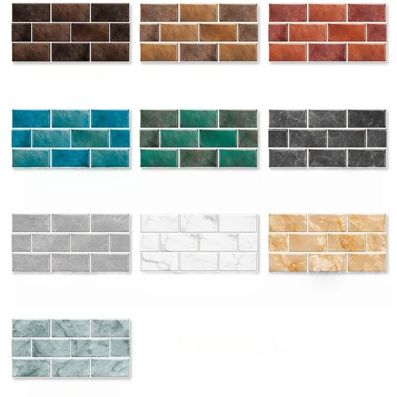 RetroBrick – 6-częściowe Samoprzylepne Retro Ceglane Naklejki Ścienne (30x15cm)