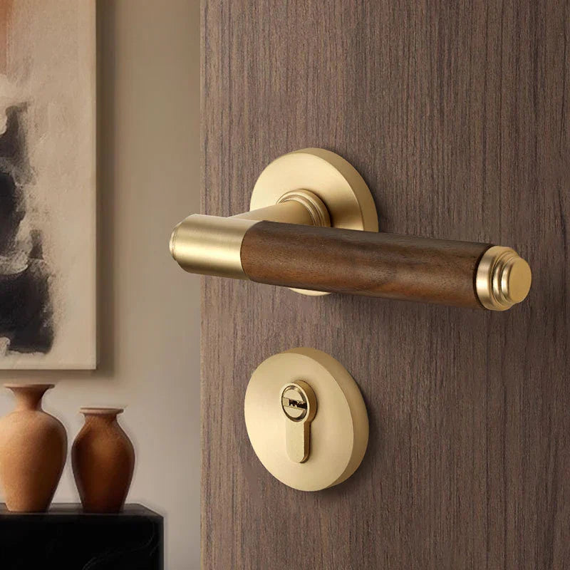 Walnoir Retro Drewniany Zamek do Drzwi