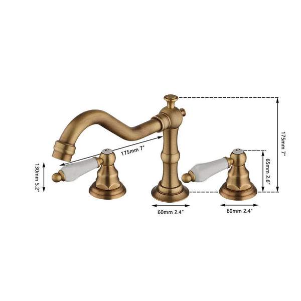 AquaVintage 3-Strumieniowa Kran Łazienkowy do Zlewu – Klasyczny Luksus w Stylu Antyczna Miedź