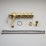 Luksusowa Ręcznie Malowana Ceramiczna Umywalka ze Złotym Kranem – Okrągła | Model Stojący | W zestawie Zawór Pop-up