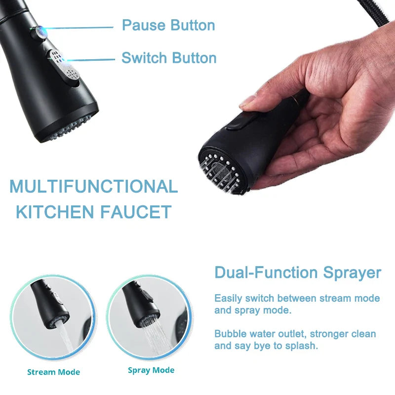 Bateria Kuchenna na Dotyk | Chrom Połysk | Zimna i Ciepła Woda | Wyciągana Wylewka