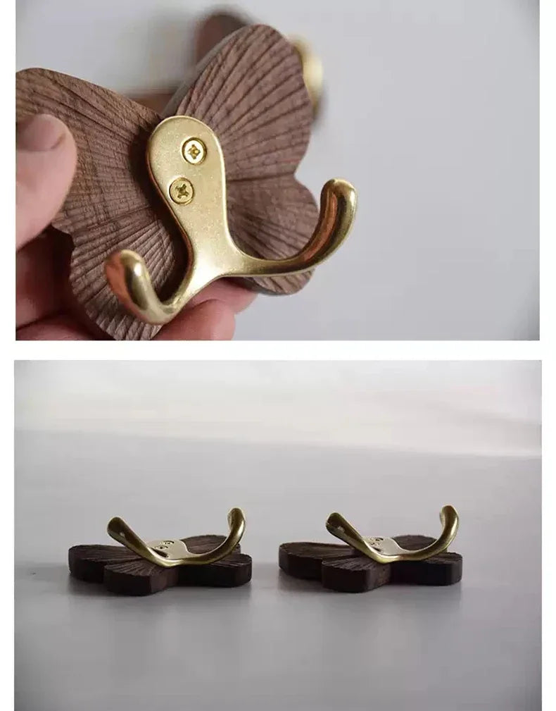 RetroButterfly Czarno-Orzechowy Wieszak Ścienny