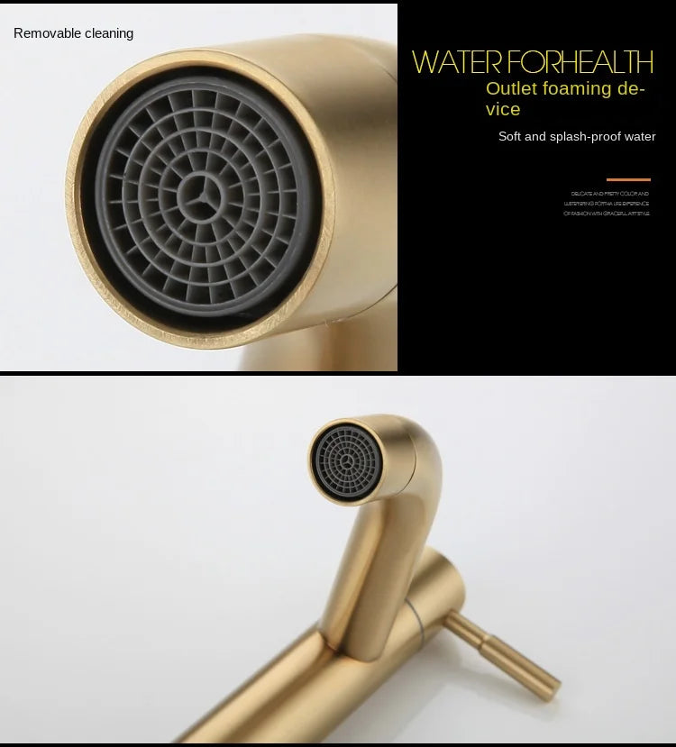 Klasyczny Kran do Umywalki | Stal Nierdzewna | Pojedyncza Gałka | Ceramiczny Zawór