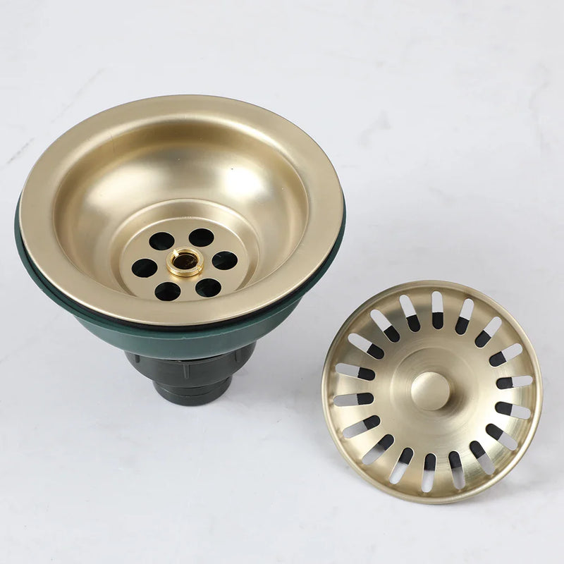 Ouboni Antique Mosiądz Nierdzewna Stalowa Zlewozmywak Sito & Korek Odpływowy