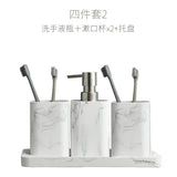 Czteroczęściowy zestaw akcesoriów łazienkowych – Wygląd marmuru