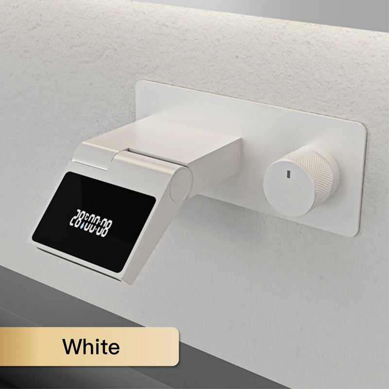 Zlewozmywakowa bateria z oświetleniem LED – montaż ścienny | 2 otwory | ciepła i zimna woda | mosiądz