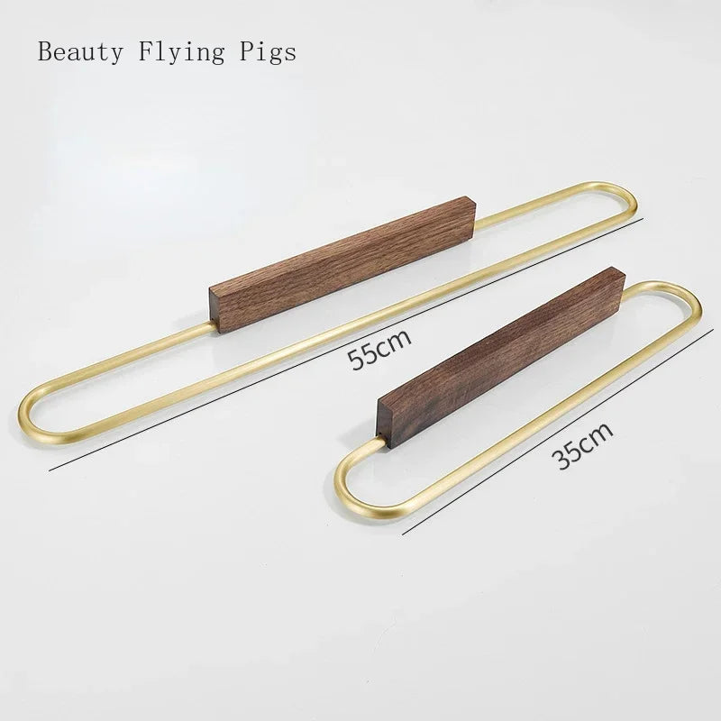 Wieszak na ręczniki | Aluminium kosmiczne & Drewno lite | <50 cm | Wolnostojący