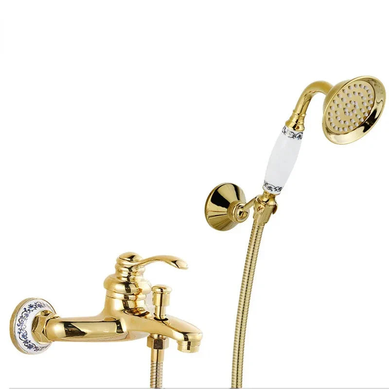 Luksusowy Złoty Kran Łazienkowy z Akcentami Kryształowymi