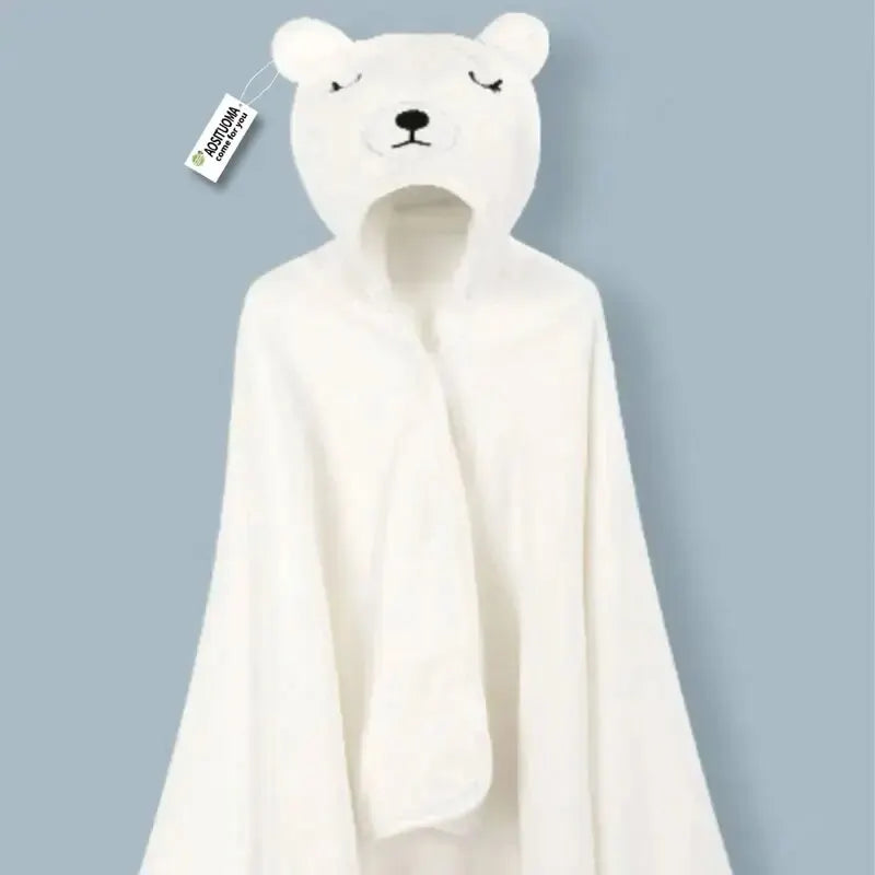 Ręcznik Kąpielowy Malucha z Kapturem i Wzorem Kreskówkowym