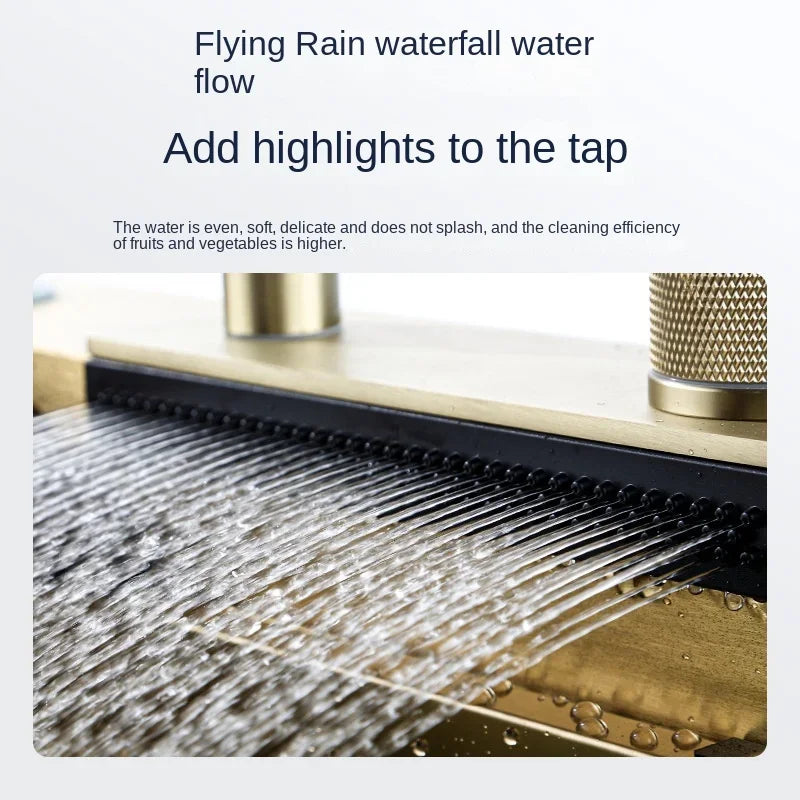 Złoty 304 Stal Nierdzewna Zlewozmywak Kaskadowy, Duży Jednokomorowy, Środkowy i Dolny Zbiornik, Wzmocniony