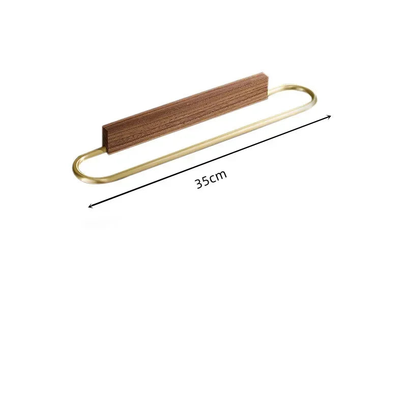 Wieszak na ręczniki | Aluminium kosmiczne & Drewno lite | <50 cm | Wolnostojący