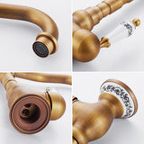 Antyczna Mosiądzowa Bateria Kuchenna z Ceramiczną Dźwignią – 360° Obrotowa | Tradycyjny Design