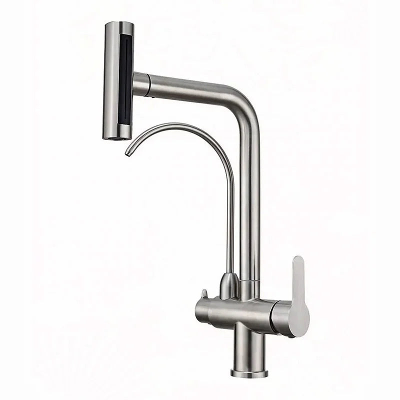 Mosiądz Kuchenny Kran z Filtrowanym Wylewem | Pojedyncza Gałka | Szlifowany