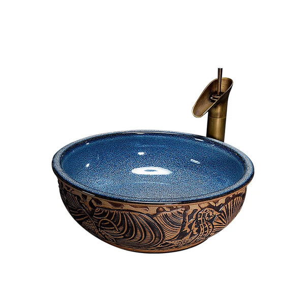 Okrągły Ceramiczny Owalny Zlew z Baterią