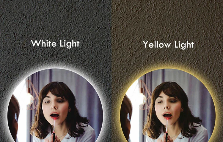 40/50/60CM Okrągłe Inteligentne Lustro Hotelowe do Sypialni Lustro Łazienkowe z Funkcją Zapobiegającą Parowaniu z Regulowanym Podświetleniem LED w 3 Kolorach