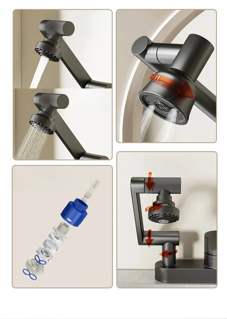 AquaTwist Duo-Flex – Zlewozmywakowa Bateria Wahaczowa 360° z Dwoma Uchwytami