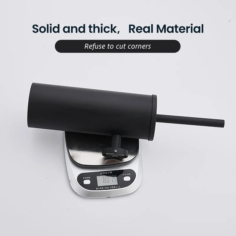 Toaletowy uchwyt na szczotkę z wykończeniem ze stali nierdzewnej – Trwały i Higieniczny | W zestawie kubek