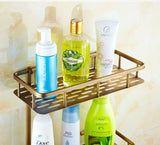 BronzeRoyal Antyczna Półka Narożna – Mosiężny Wieszak na Mydło i Szampon