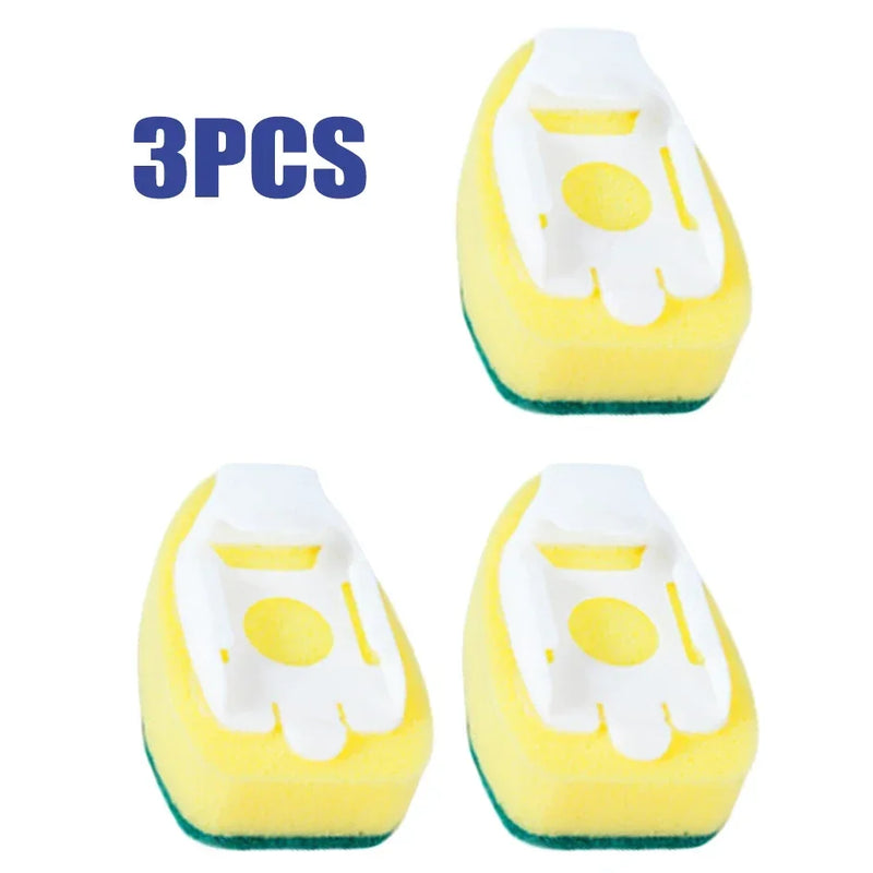 Zestaw do mycia naczyń z gąbką i dozownikiem mydła | W zestawie rączka + 2 wymienne głowice z gąbką