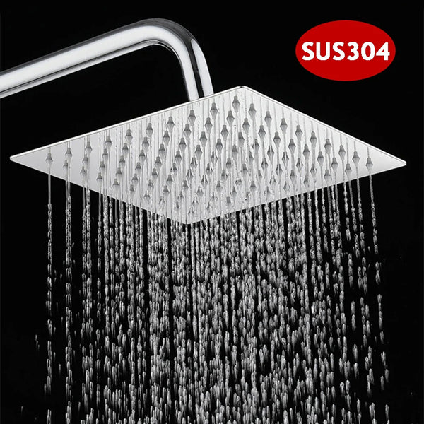 Kwadratowa Deszczownica | Stal Nierdzewna SUS304 | Wysokie Ciśnienie | Montaż Sufitowy